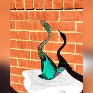 Elegant Green heron glass sculpture